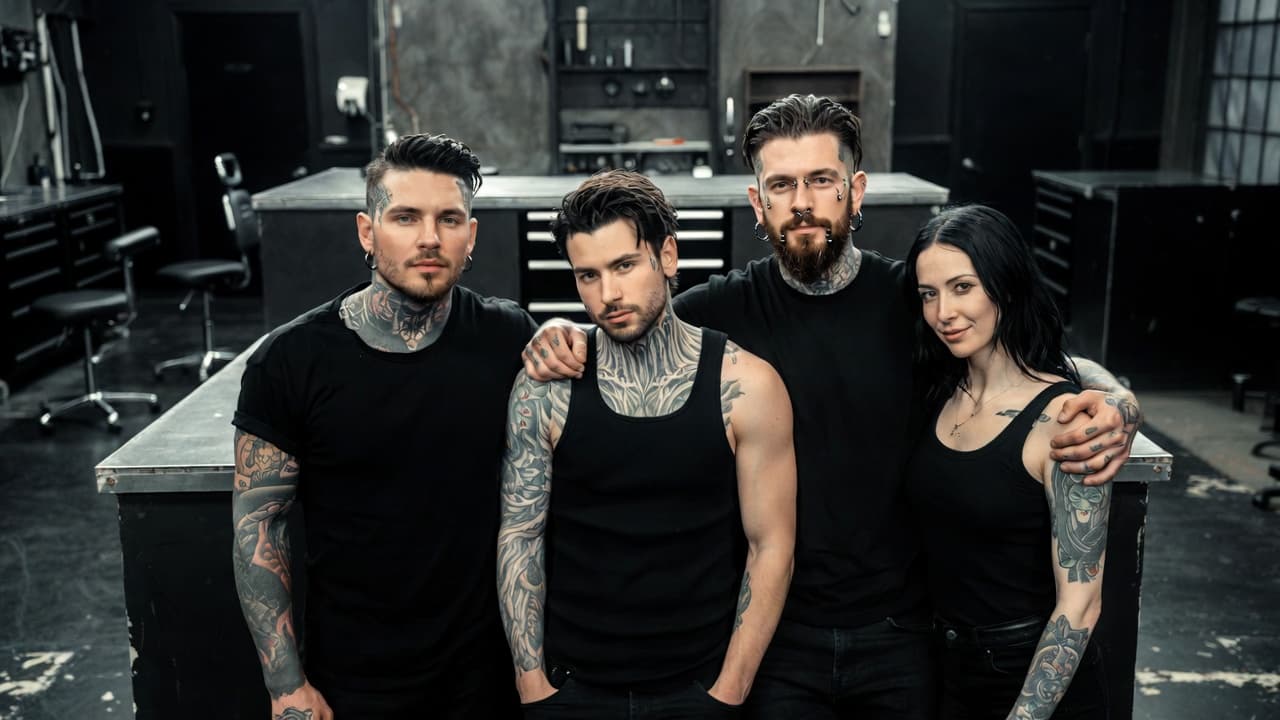 Tattoo shop crew at the counter