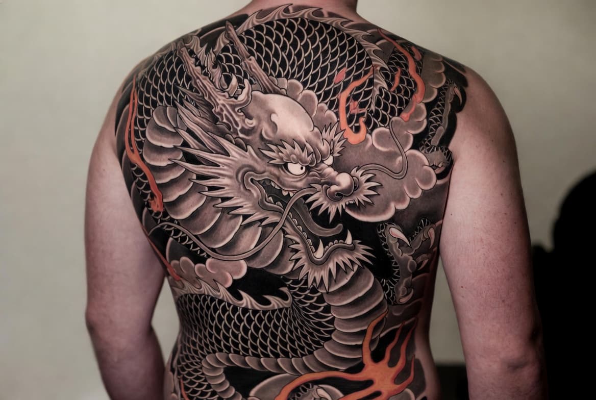 Massive Japanese dragon full back piece by Jax Harlan